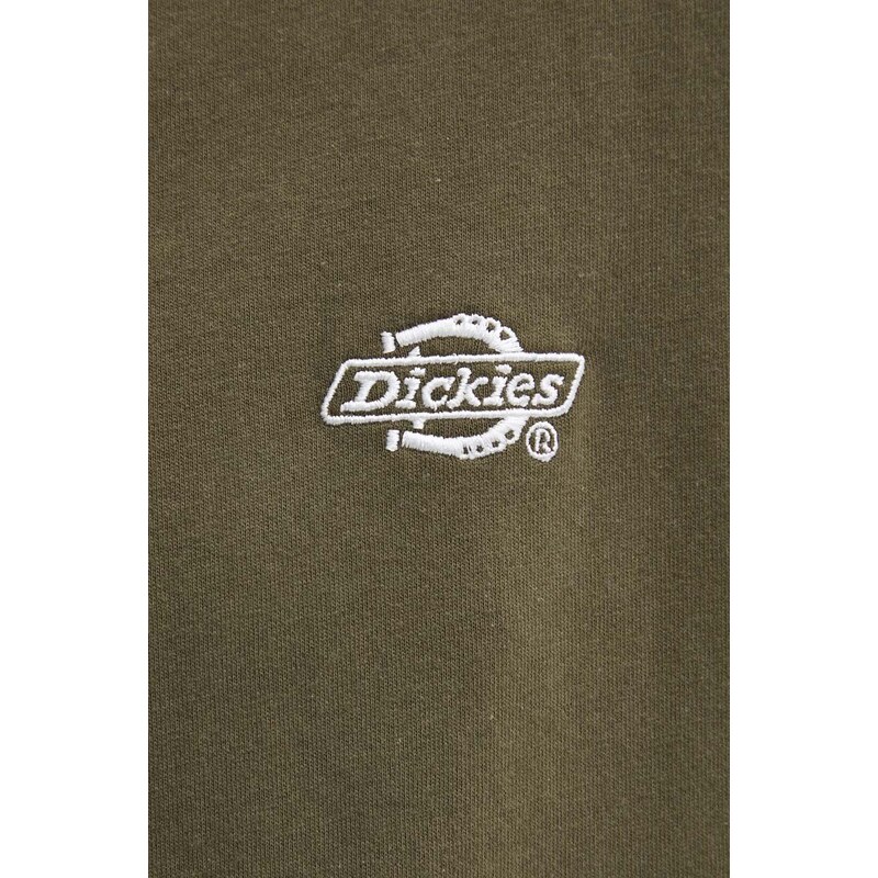 Bavlněné tričko Dickies zelená barva, s aplikací