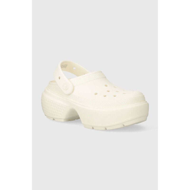 Pantofle Crocs Stomp Slide dámské, béžová barva, na platformě, 209347.0WV