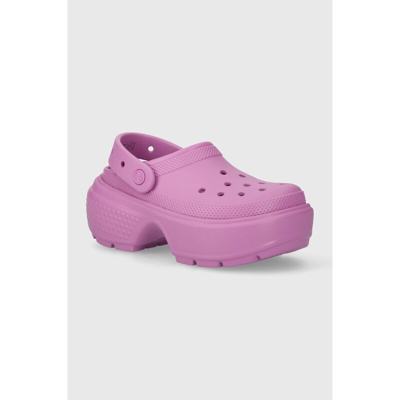 Pantofle Crocs Stomp Slide dámské, fialová barva, na platformě, 209347.6WQ