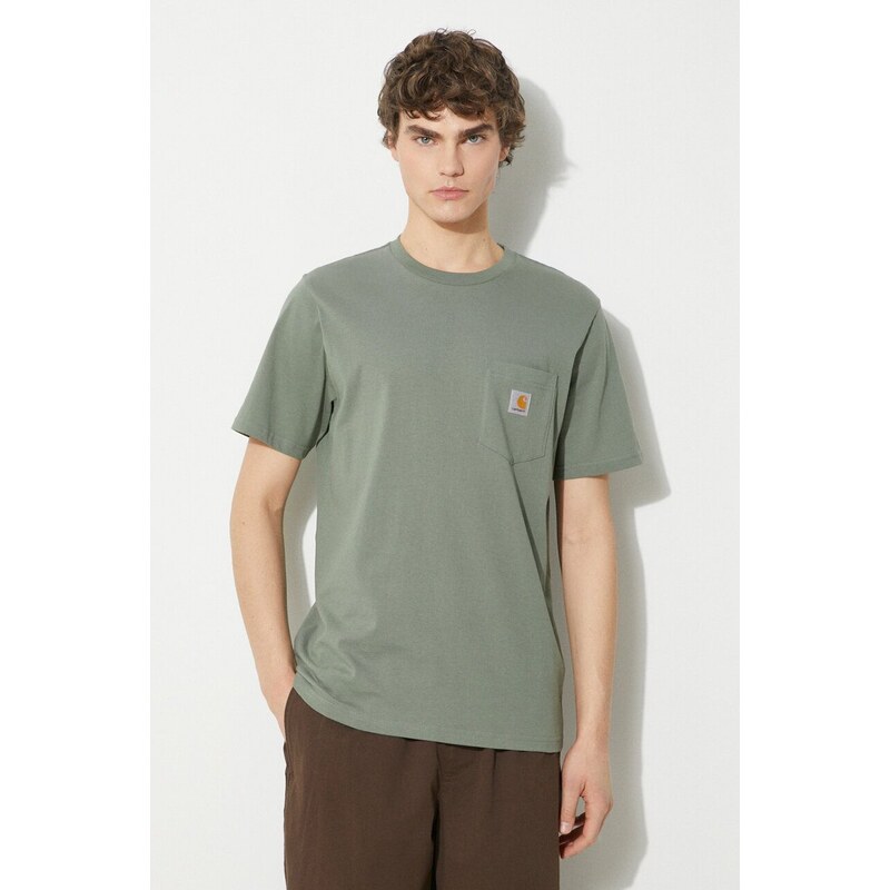 Bavlněné tričko Carhartt WIP S/S Pocket T-Shirt zelená barva, I030434.1YFXX