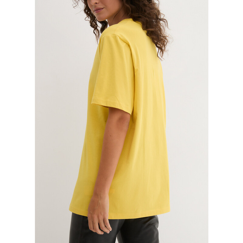 bonprix Dlouhé tričko s výstřihem do V (5 ks v balení), krátký rukáv Žlutá
