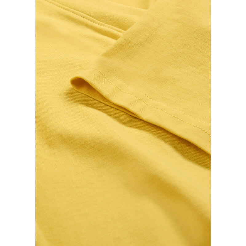 bonprix Dlouhé tričko s výstřihem do V (5 ks v balení), krátký rukáv Žlutá