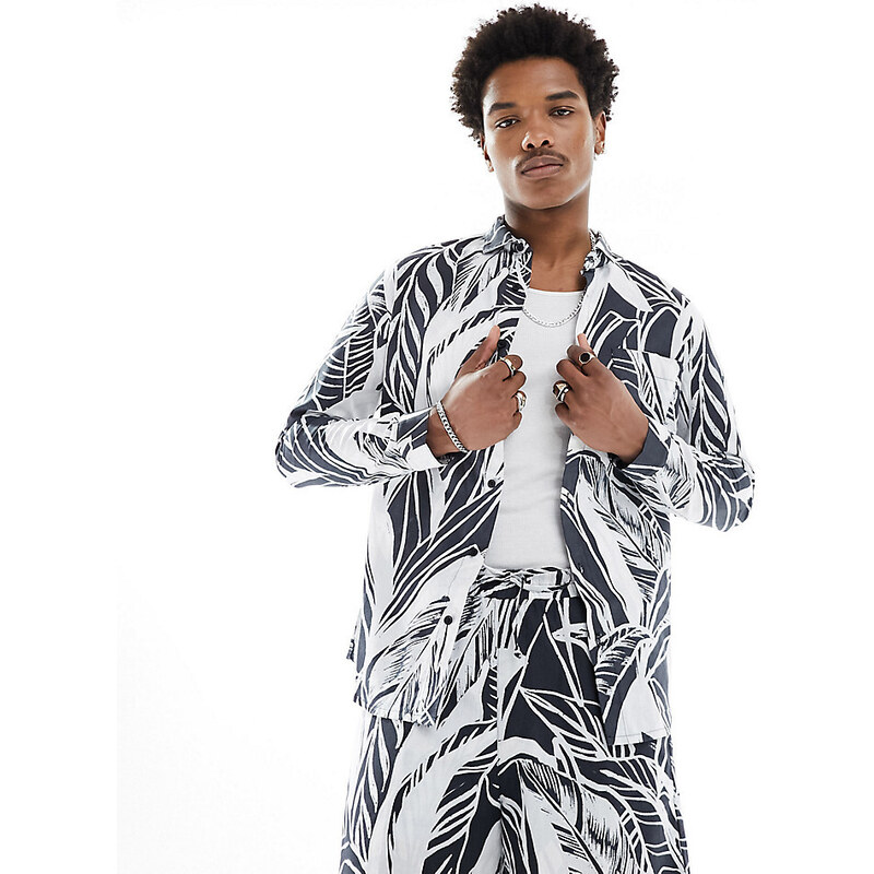 ASOS MADE IN KENYA long sleeve shirt in palm print-Multi