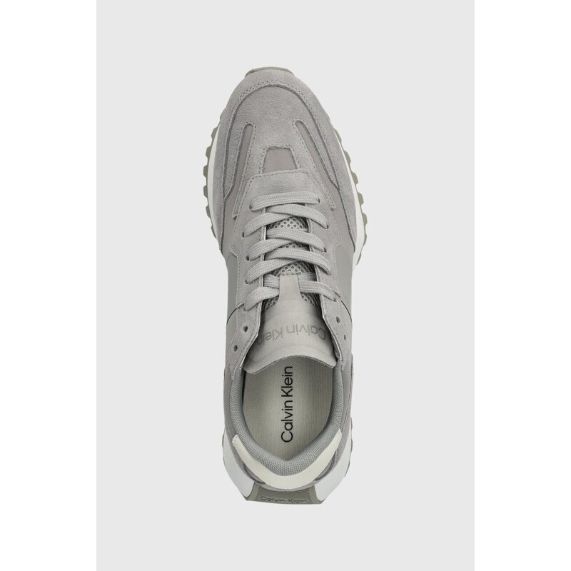 Sneakers boty Calvin Klein LOW TOP LACE UP MIX šedá barva, HM0HM00497