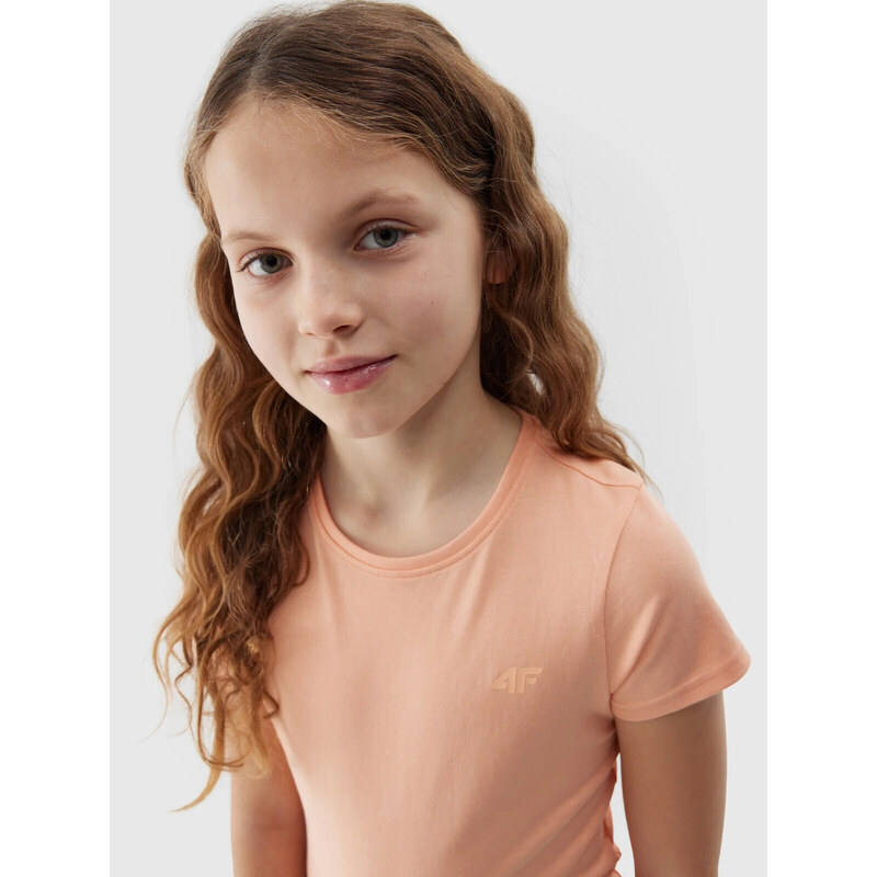 Dívčí hladké tričko 4F - pudrově korálové