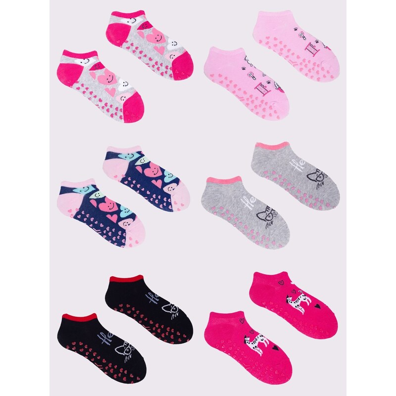 Yoclub Kids's Girls' Ankle Socks Patterns Colours 6-Pack