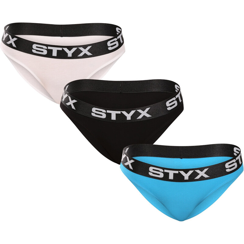 3PACK dámské kalhotky Styx sportovní guma vícebarevné (3IK96019)