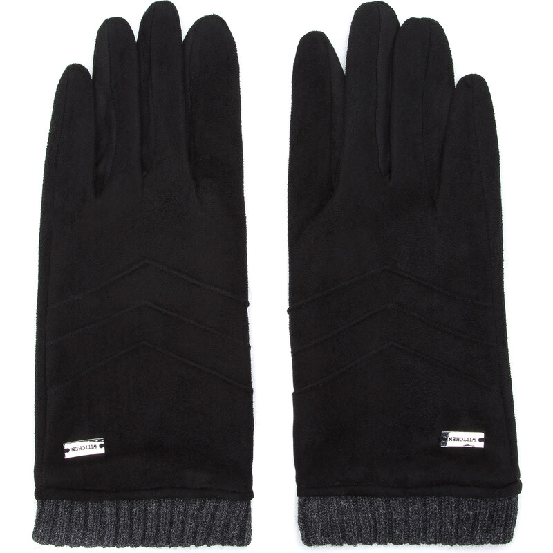 Dámské rukavice s žebrovanými manžetami Wittchen, černá, polyester