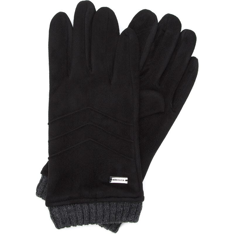 Dámské rukavice s žebrovanými manžetami Wittchen, černá, polyester