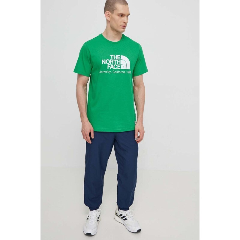 Bavlněné tričko The North Face M Berkeley California S/S Tee zelená barva, s potiskem, NF0A87U5PO81