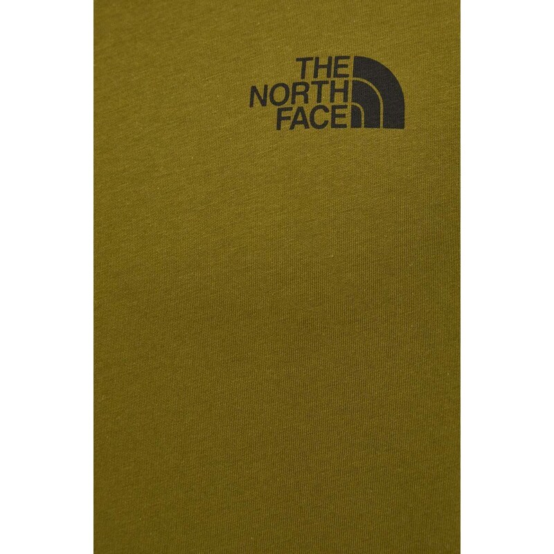 Bavlněné tričko The North Face zelená barva, s potiskem, NF0A87NUPIB1