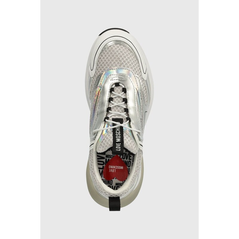 Sneakers boty Love Moschino stříbrná barva, JA15595G0IIQ101A