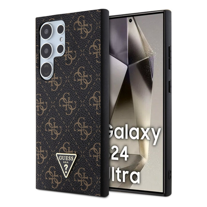 Samsung Galaxy S24 Ultra Guess PU Leather 4G Triangle Metal Logo Case černá