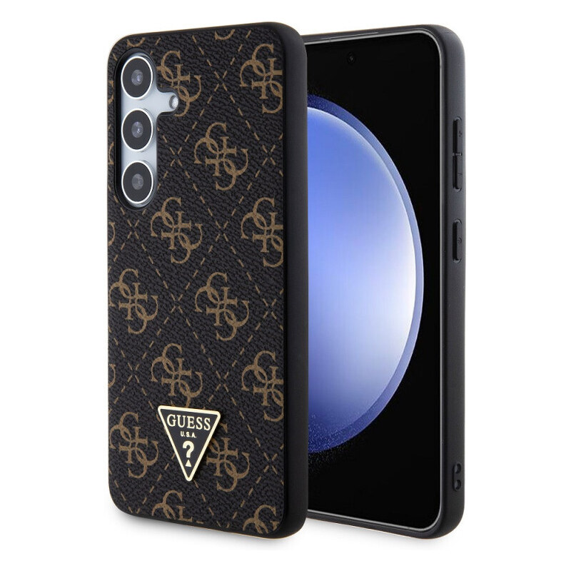 Samsung Galaxy S24+ Guess PU Leather 4G Triangle Metal Logo Case černá