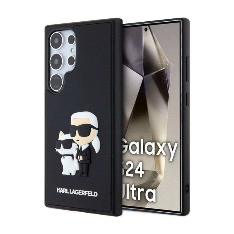 Samsung Galaxy S24 Ultra Karl Lagerfeld 3D Rubber Karl and Choupette Case černá