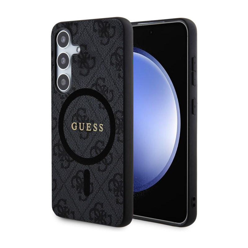 Samsung Galaxy S24+ Guess PU Leather 4G Colored Ring MagSafe Case černá