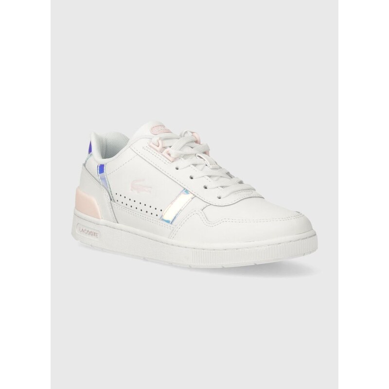 Kožené sneakers boty Lacoste T-Clip Pastel Accent Leather bílá barva, 47SFA0061