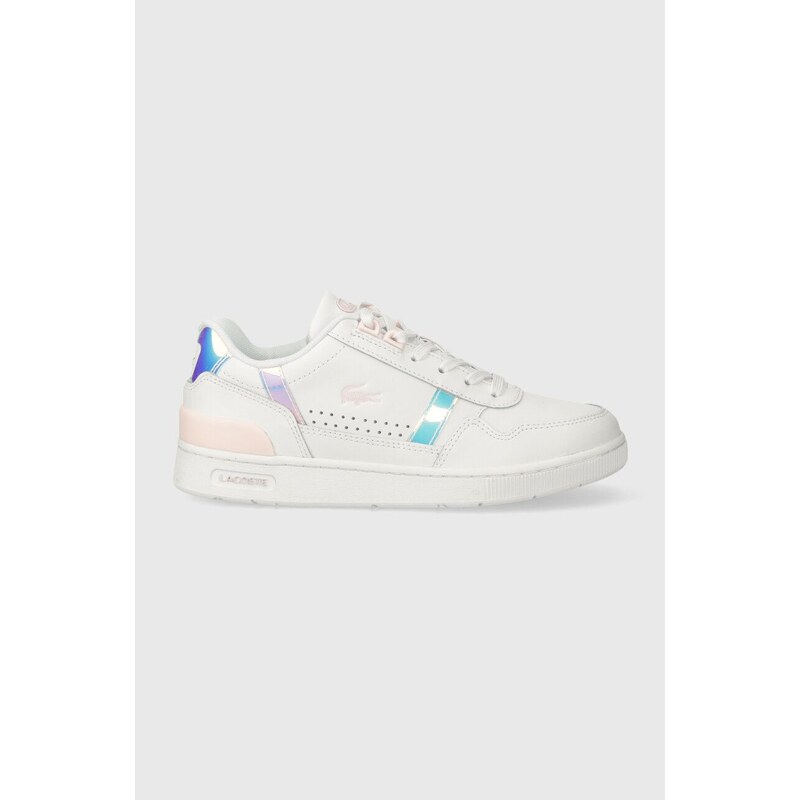 Kožené sneakers boty Lacoste T-Clip Pastel Accent Leather bílá barva, 47SFA0061