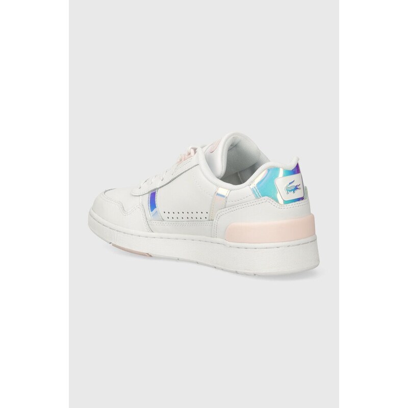 Kožené sneakers boty Lacoste T-Clip Pastel Accent Leather bílá barva, 47SFA0061