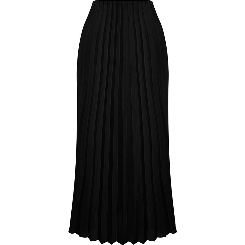 Trendyol Black Pleated Knitted Skirt