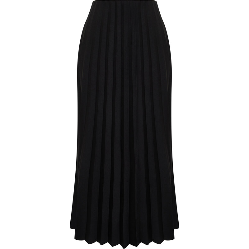 Trendyol Black Pleated Knitted Skirt