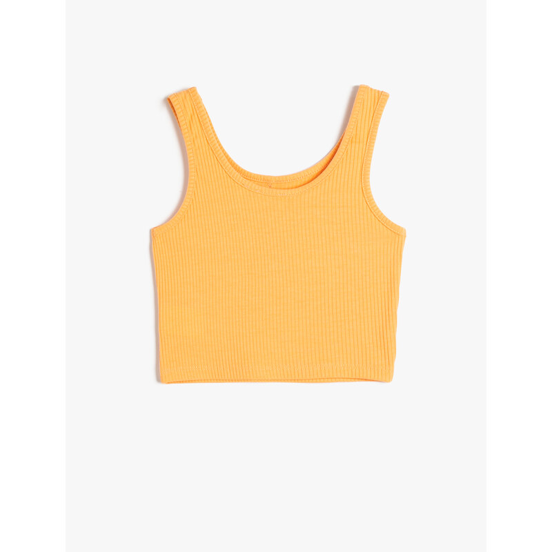 Koton Athlete Crop Sleeveless Thick Straps U-Neck Button Detail