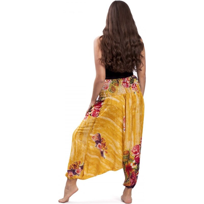 Indie Harémové kalhoty / Sultánky KALYANI žluté