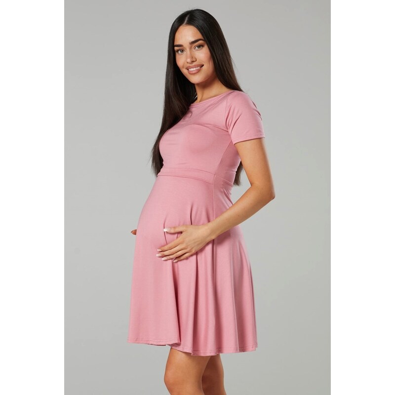 Chelsea Clark Těhotenské a kojící šaty 3v1 Happy Mama tmavě růžové