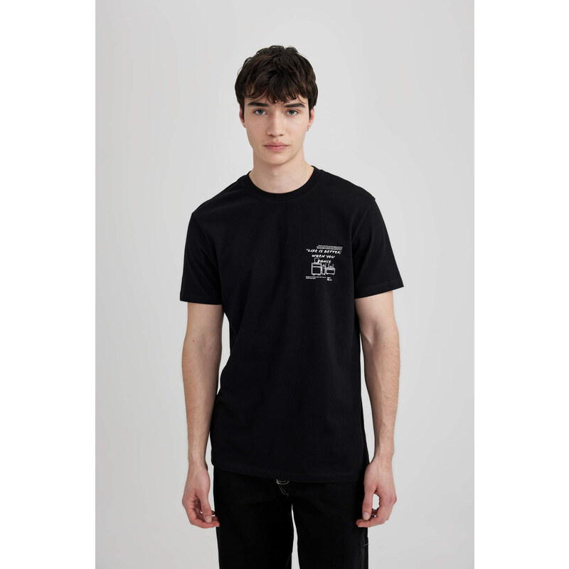 DEFACTO Slim Fit Crew Neck Printed T-Shirt