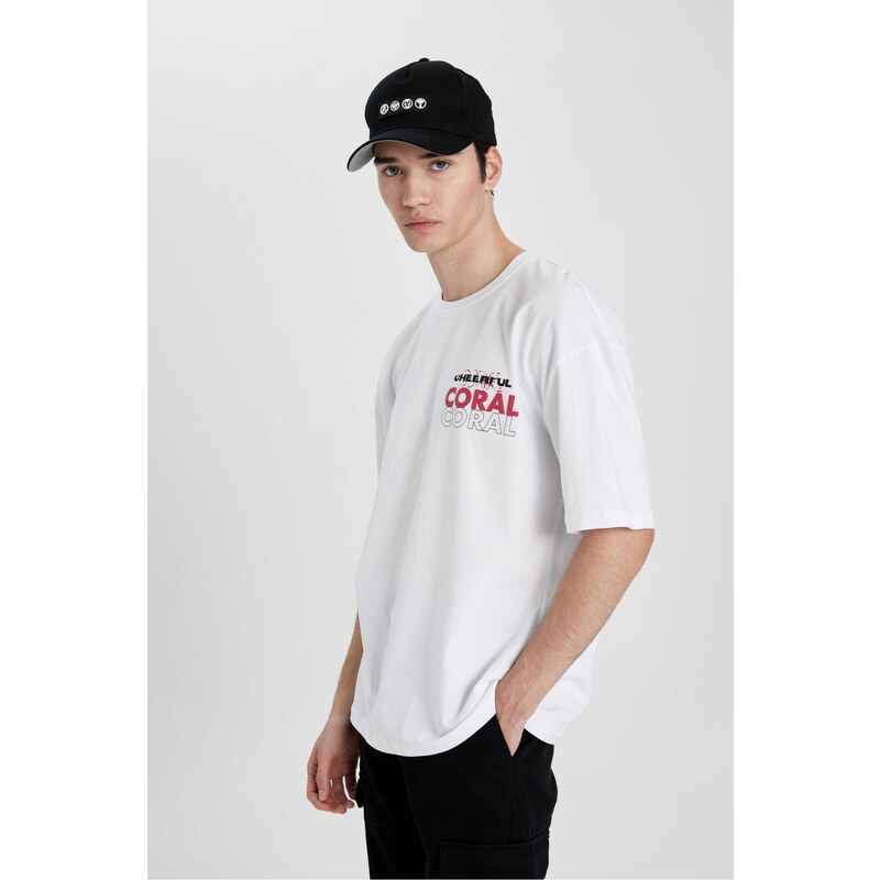 DEFACTO Oversize Fit Crew Neck Printed T-Shirt