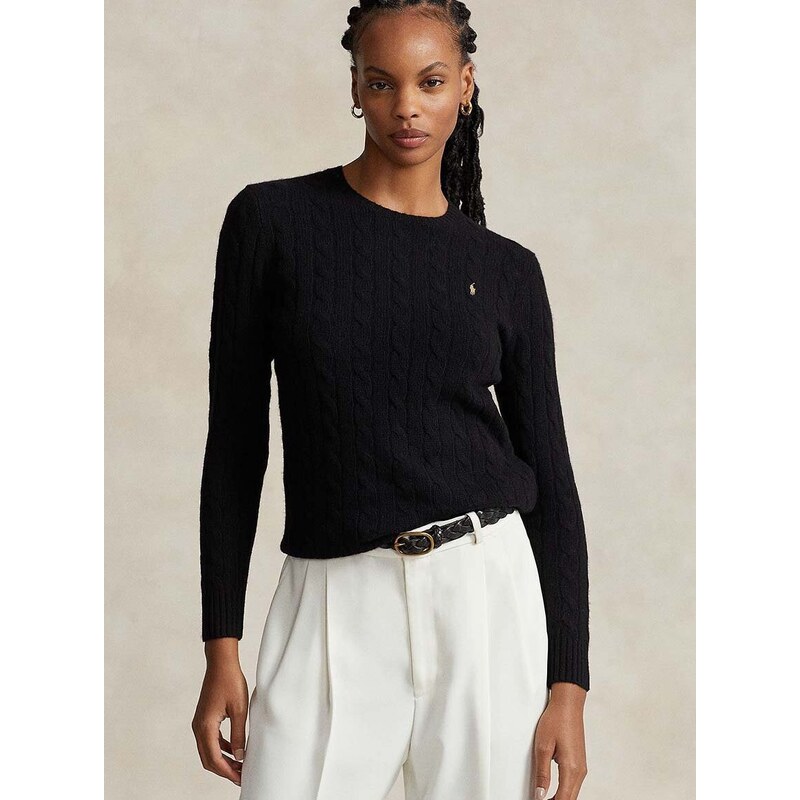 Vlněný svetr Polo Ralph Lauren dámský, černá barva, lehký