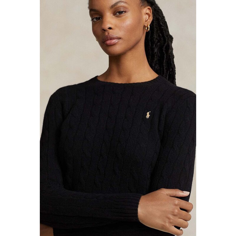 Vlněný svetr Polo Ralph Lauren dámský, černá barva, lehký