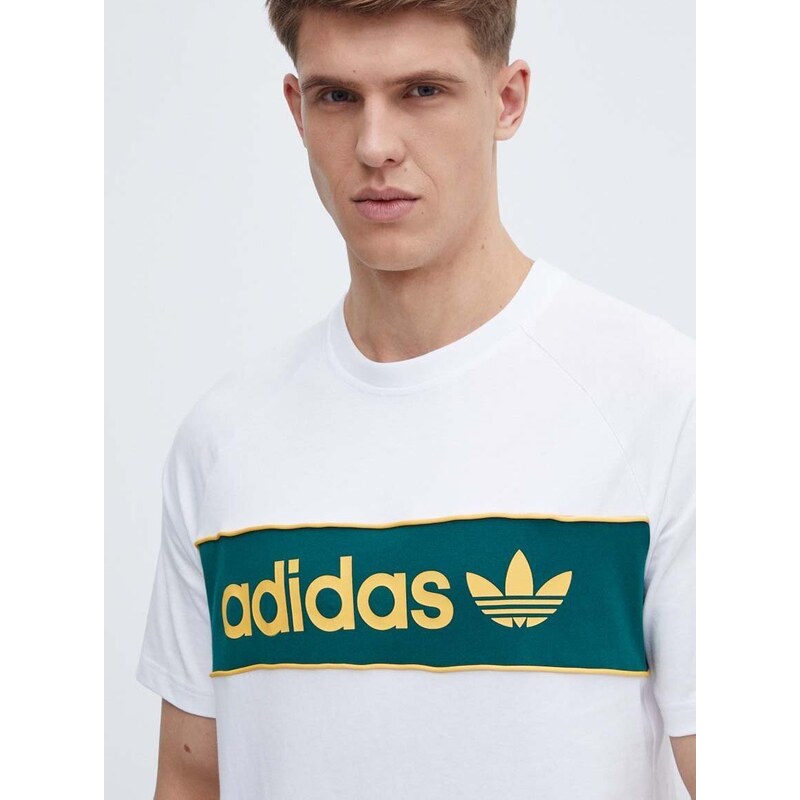 Bavlněné tričko adidas Originals bílá barva, s potiskem, IU0198