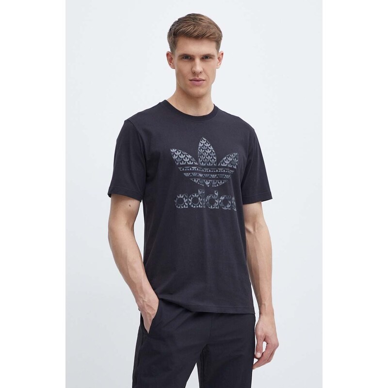 Bavlněné tričko adidas Originals černá barva, s potiskem, IS0176