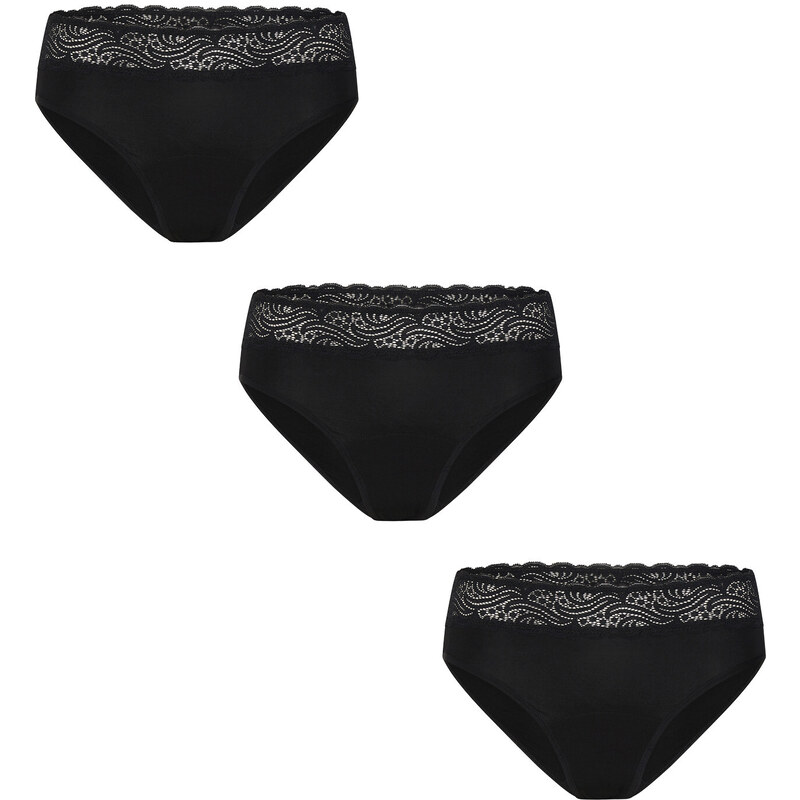 3PACK Menstruační kalhotky Modibodi Sensual Hi-Waist Bikini Moderate-Heavy (MODI5011) XS