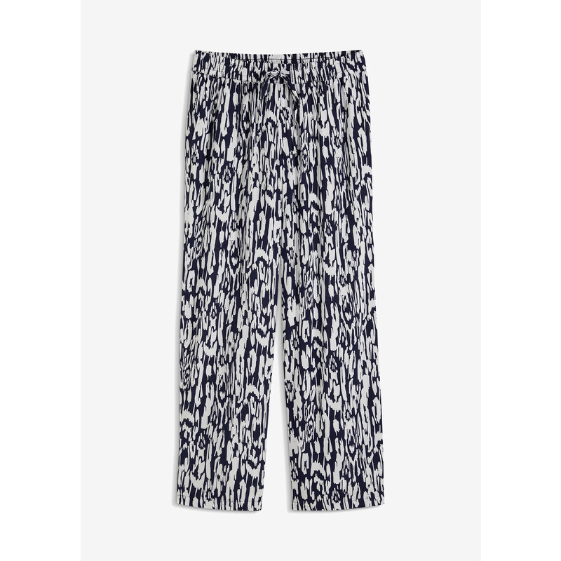 bonprix Tkané kalhoty s elastickými lemy Modrá