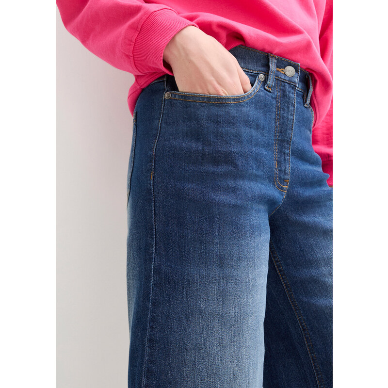 bonprix Strečové džíny s vysokým pasem Straight Modrá