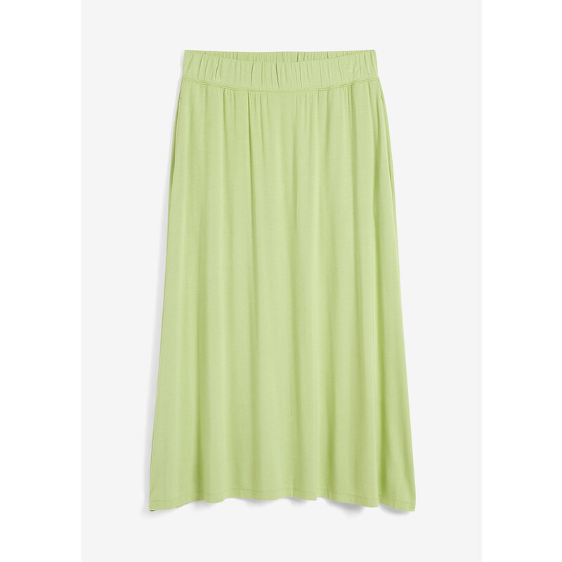 bonprix Žerzejová sukně s kapsami v midi délce Zelená
