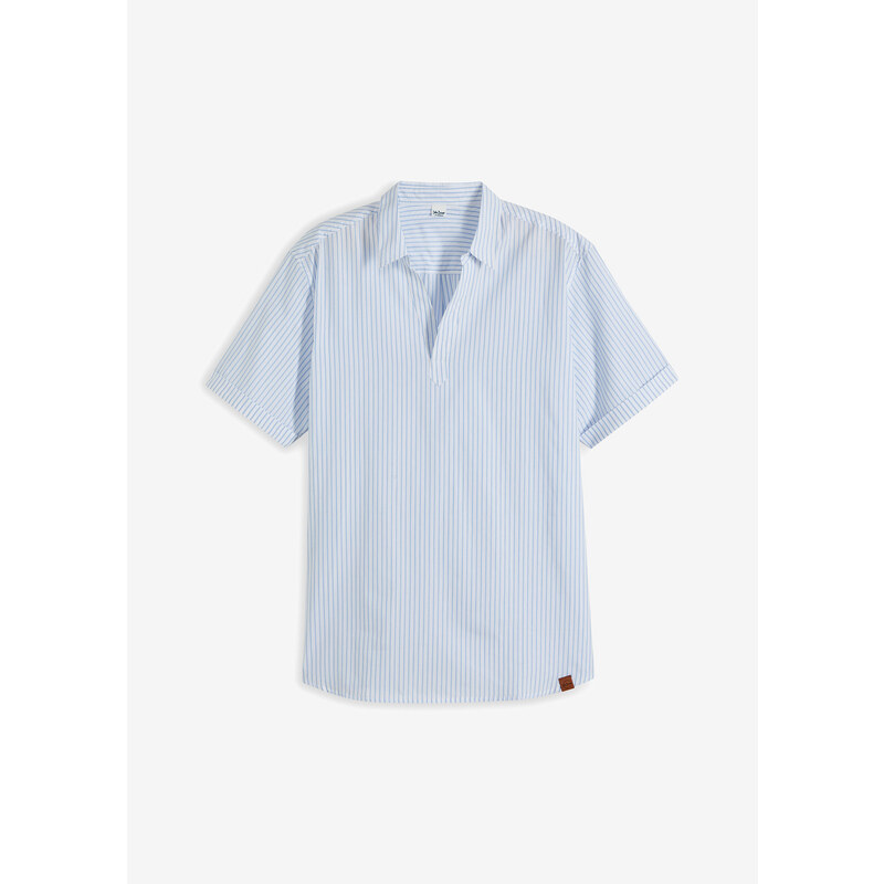 bonprix Košile se skladem na zádech, krátký rukáv Modrá