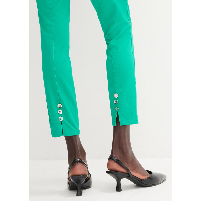 bonprix Pohodlné strečové kalhoty Zelená