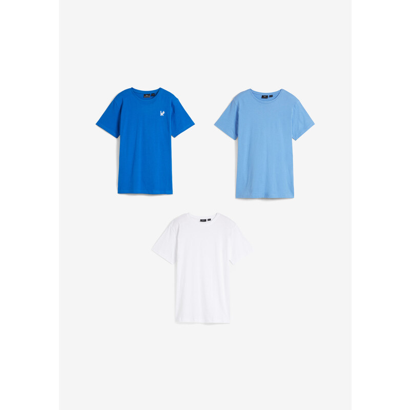 bonprix Tričko z organické bavlny, pro chlapce (3 ks v balení) Modrá