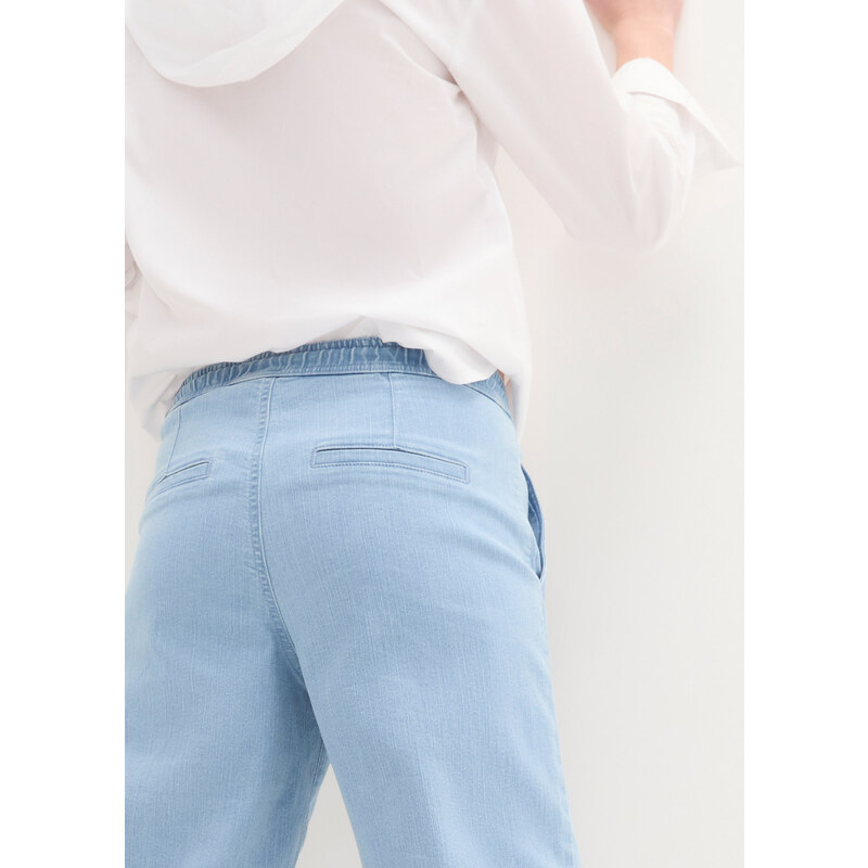 bonprix Strečové capri džíny (2 ks v balení), Straight Modrá