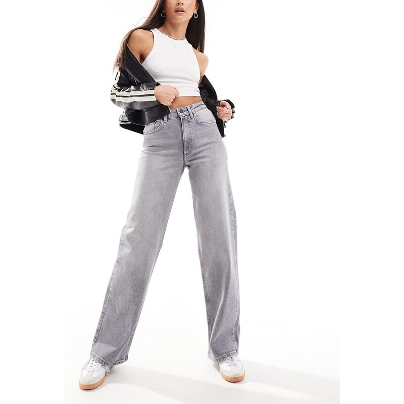ONLY Juicy high waisted wide leg jean in grey wash