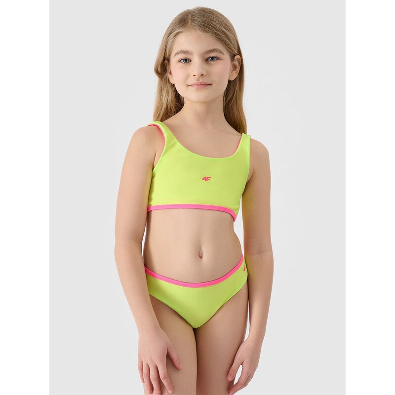 4F Dívčí dvoudílné plavky - zelené/růžové