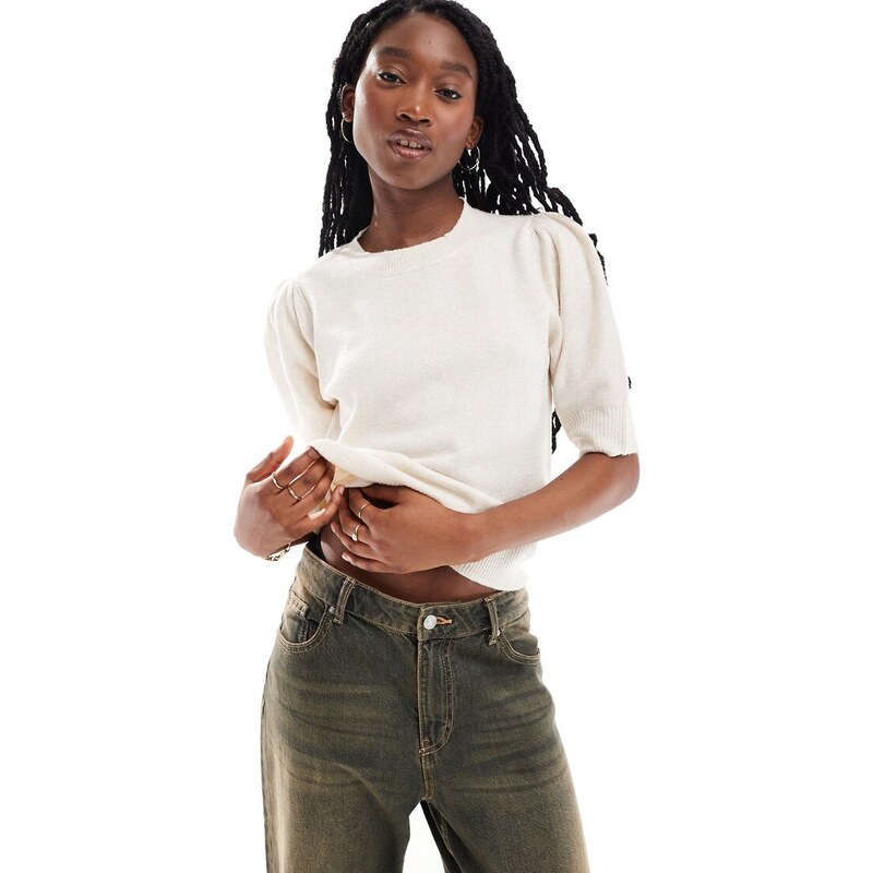 ONLY 3/4 sleeve knitted jumper in beige-Neutral 91127306
