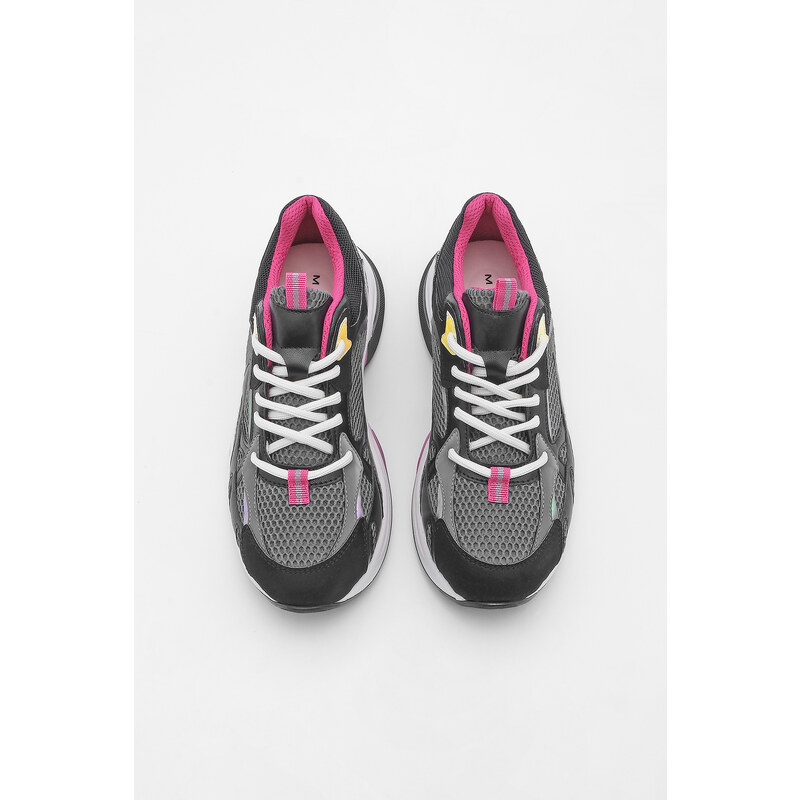 Marjin Women's Sneaker High Sole Sports Shoes Suitcase Black