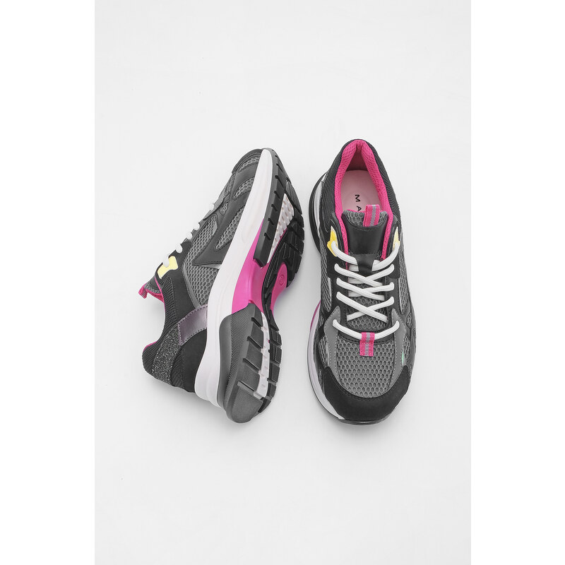 Marjin Women's Sneaker High Sole Sports Shoes Suitcase Black