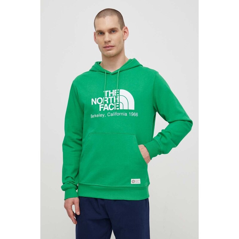 Bavlněná mikina The North Face M Berkeley California Hoodie pánská, zelená barva, s kapucí, s potiskem, NF0A55GFPO81