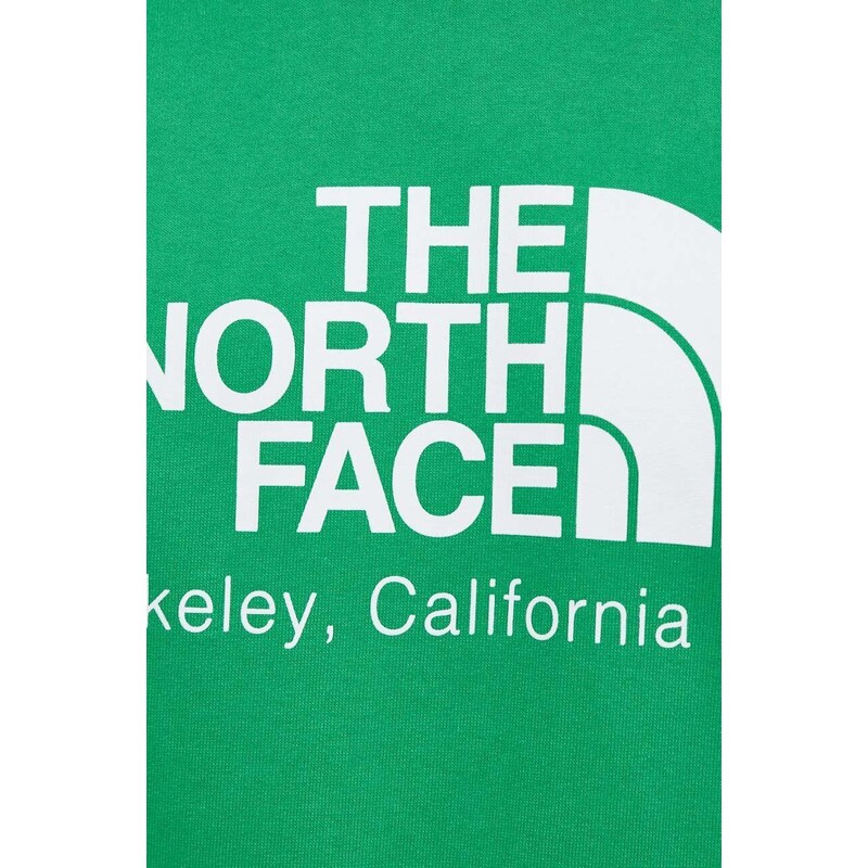 Bavlněná mikina The North Face M Berkeley California Hoodie pánská, zelená barva, s kapucí, s potiskem, NF0A55GFPO81