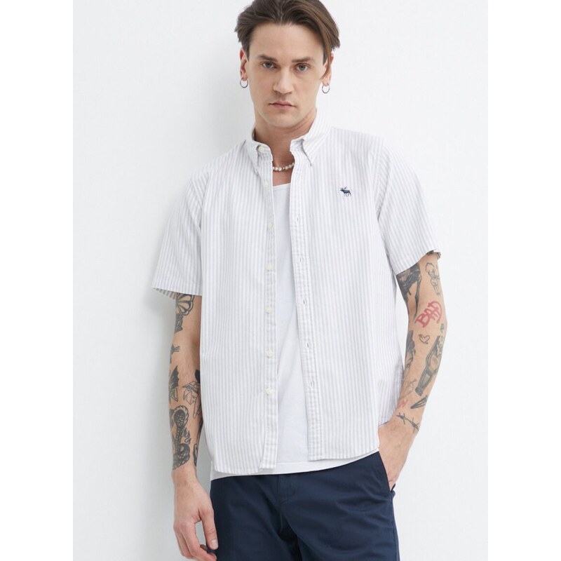 Košile Abercrombie & Fitch pánská, šedá barva, regular, s límečkem button-down